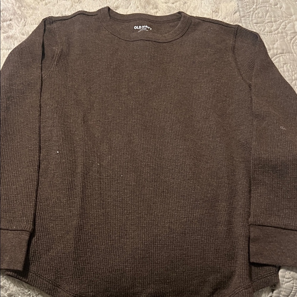 Boys Old Navy Chocolate Ribbed Long Sleeve Top-Size L (10-12)